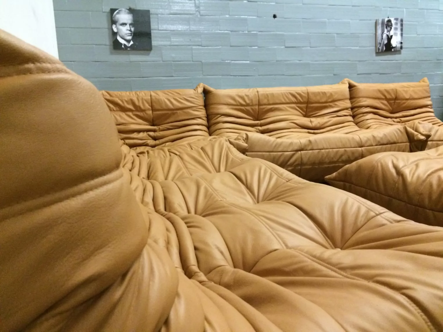 Togo Sofa 3-Sitzer Leder Beige