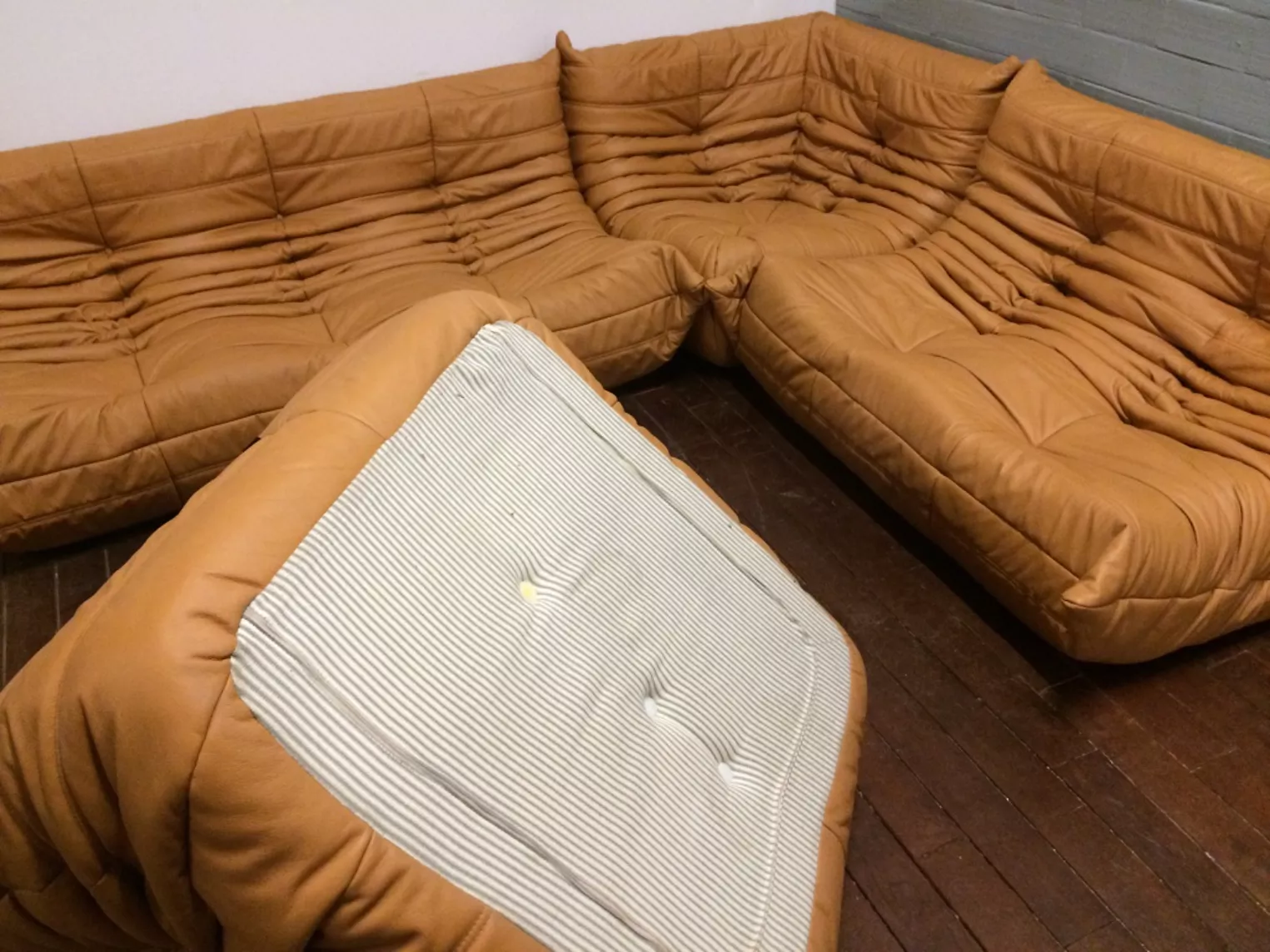 Togo Sofa 3-Sitzer Leder Beige