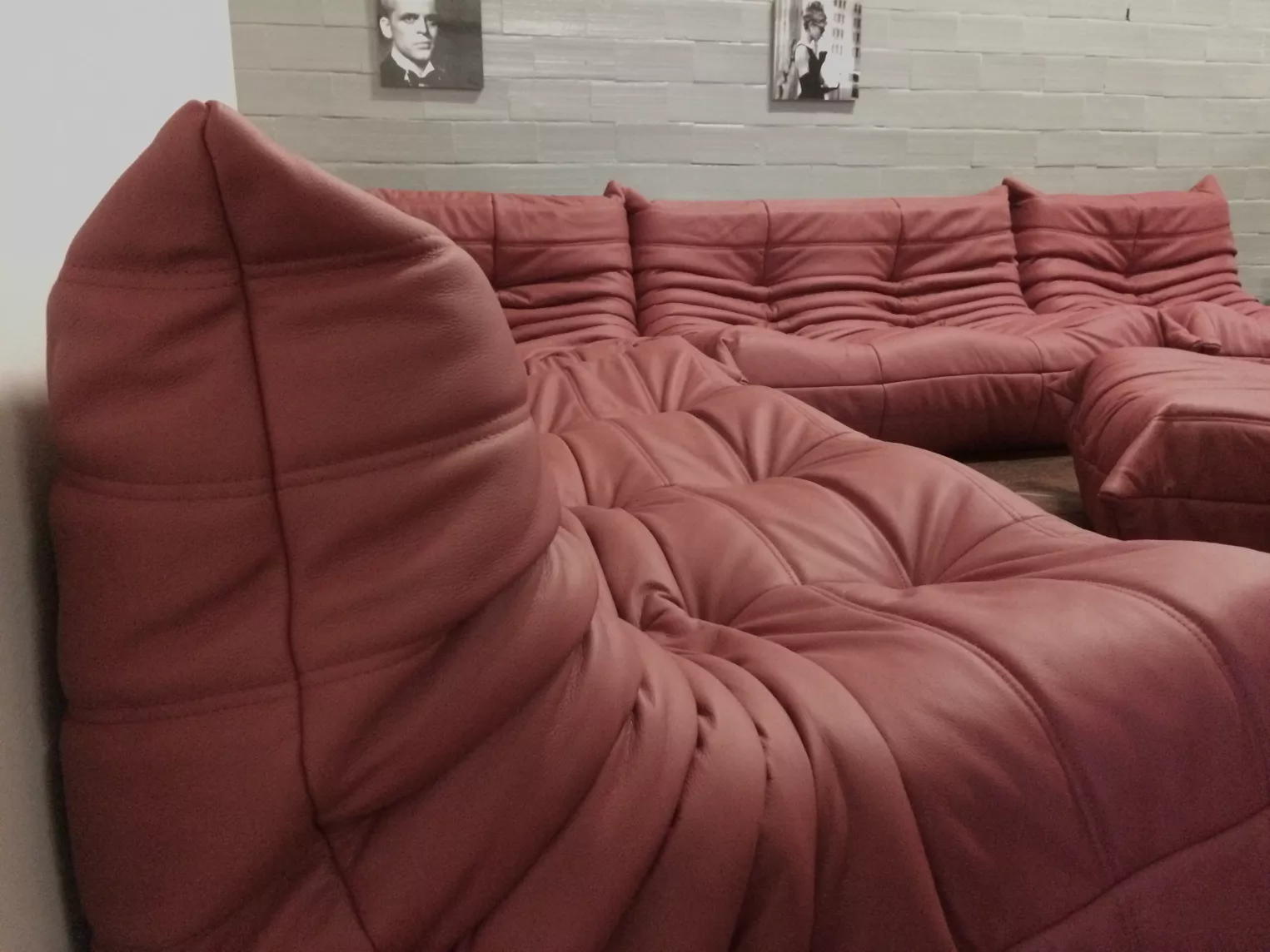 Togo Sofa 3-Sitzer Leder Rot