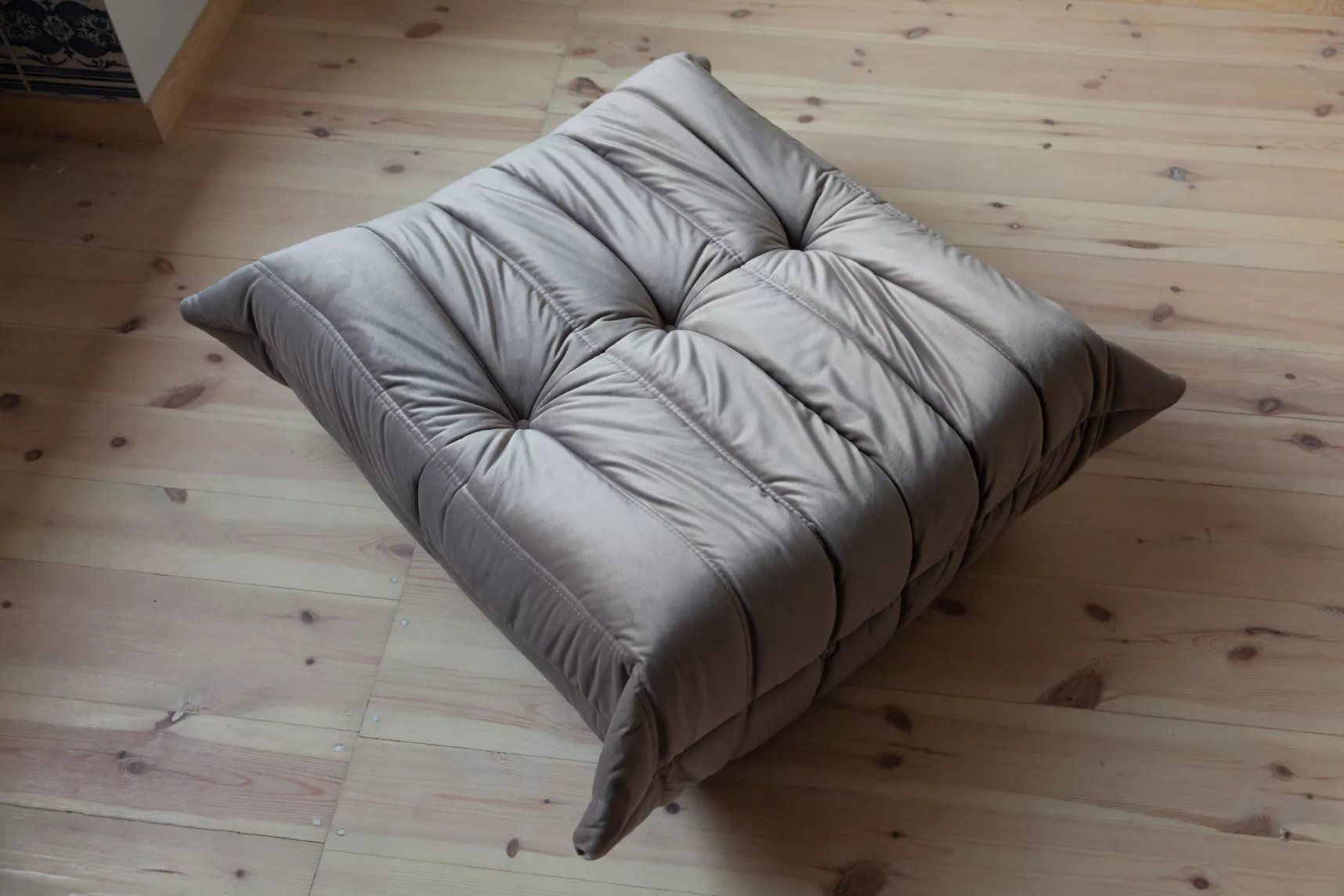 Togo Ottoman Velvet Warm Grey