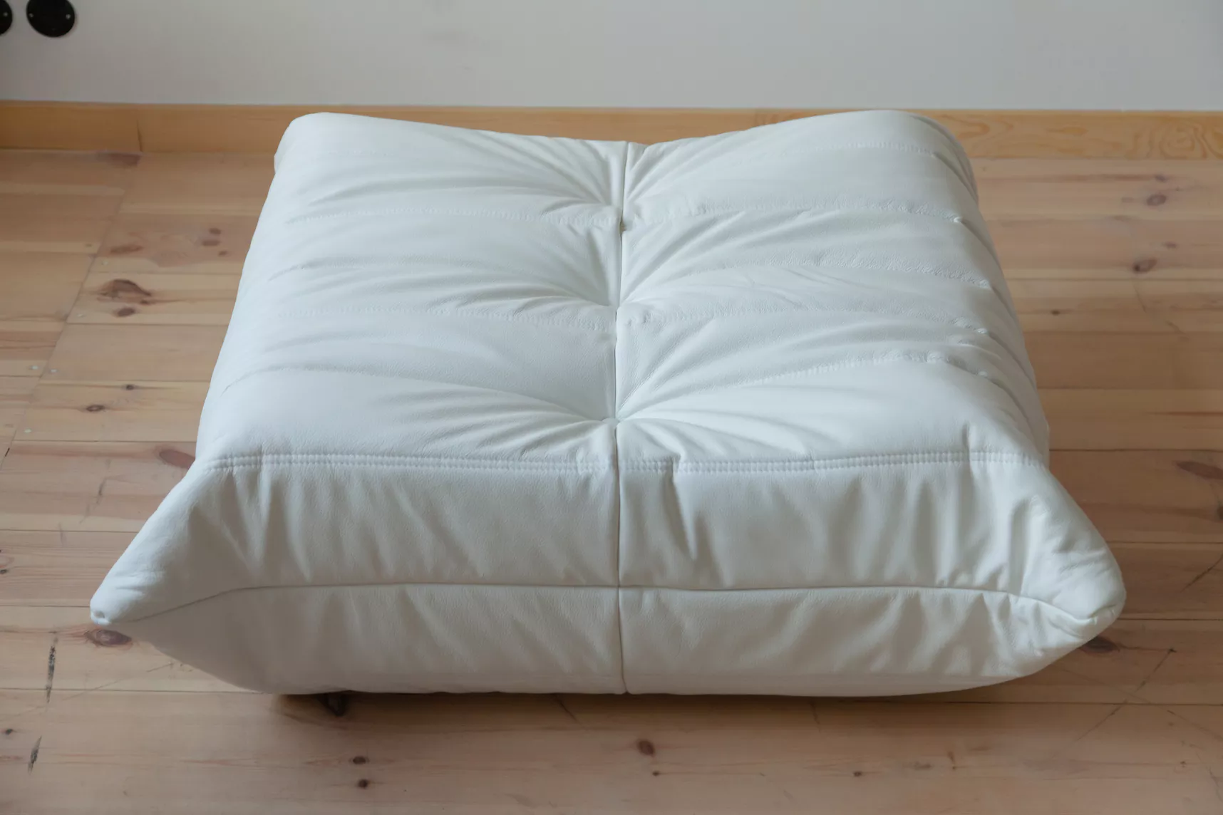 Togo Ottoman Madras Leather White
