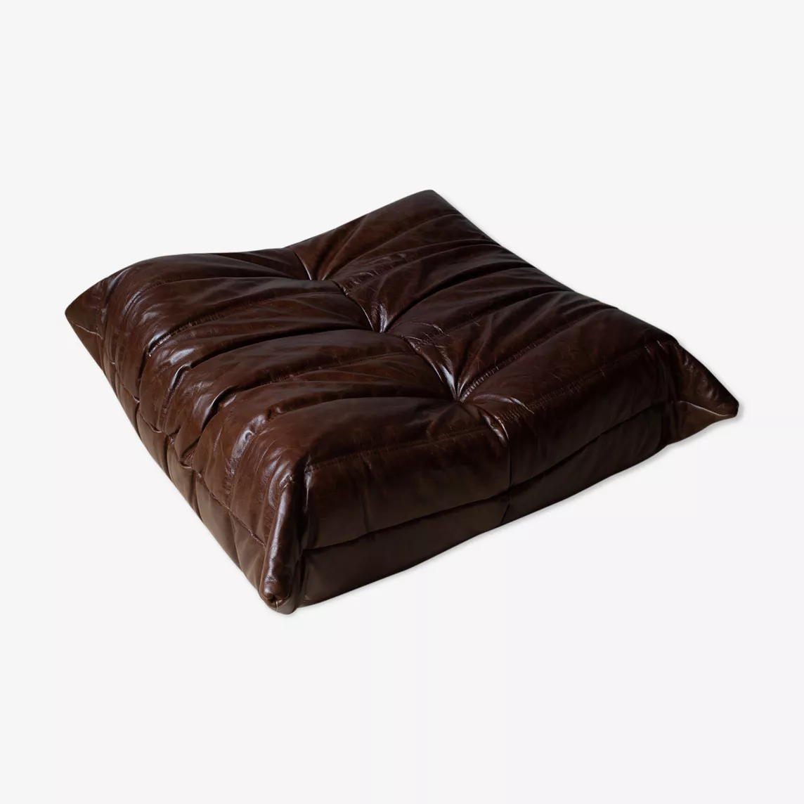 Togo Pouf pelle lucida marrone scuro