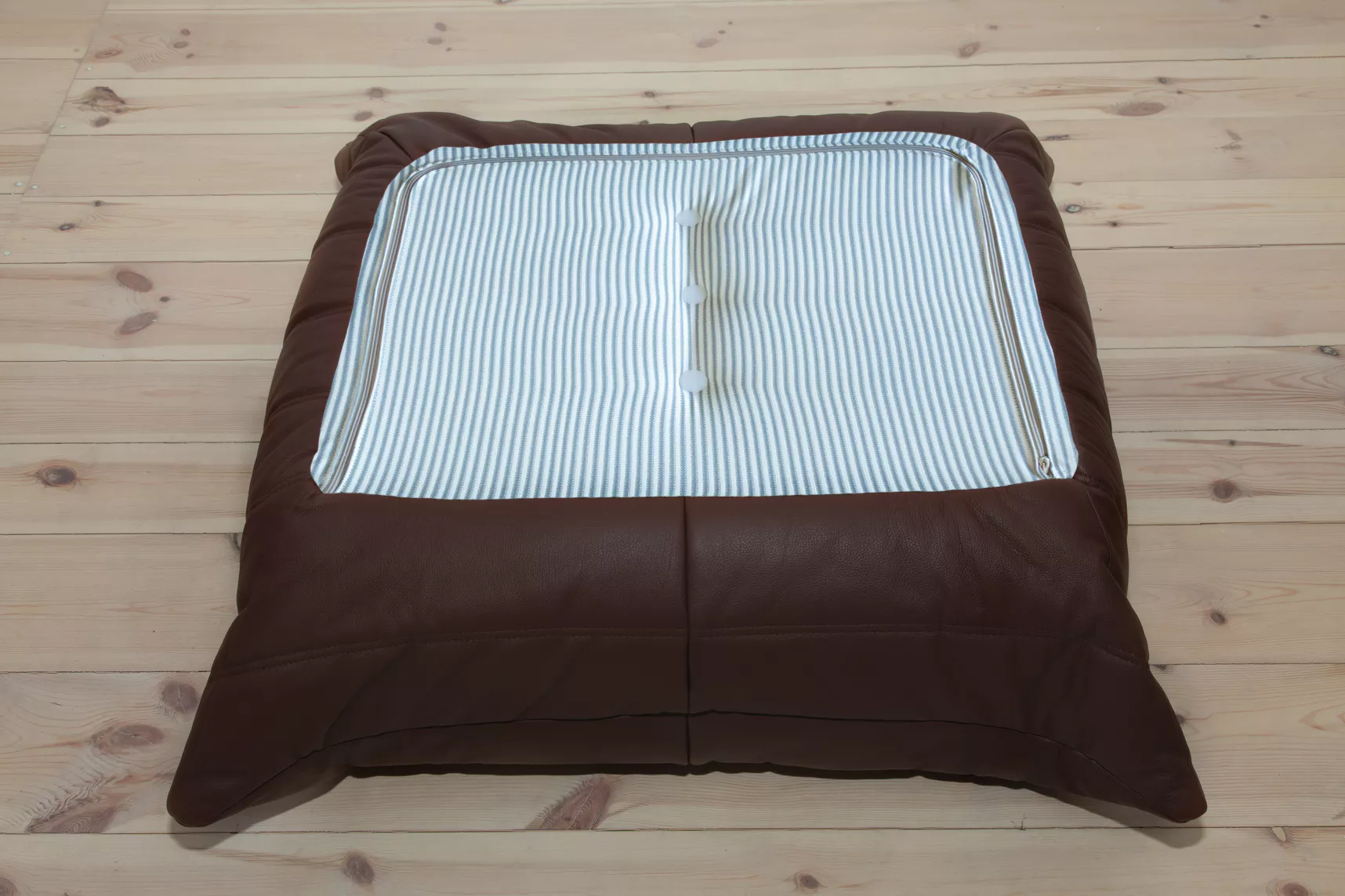 Togo Ottoman Madras Leather Brown