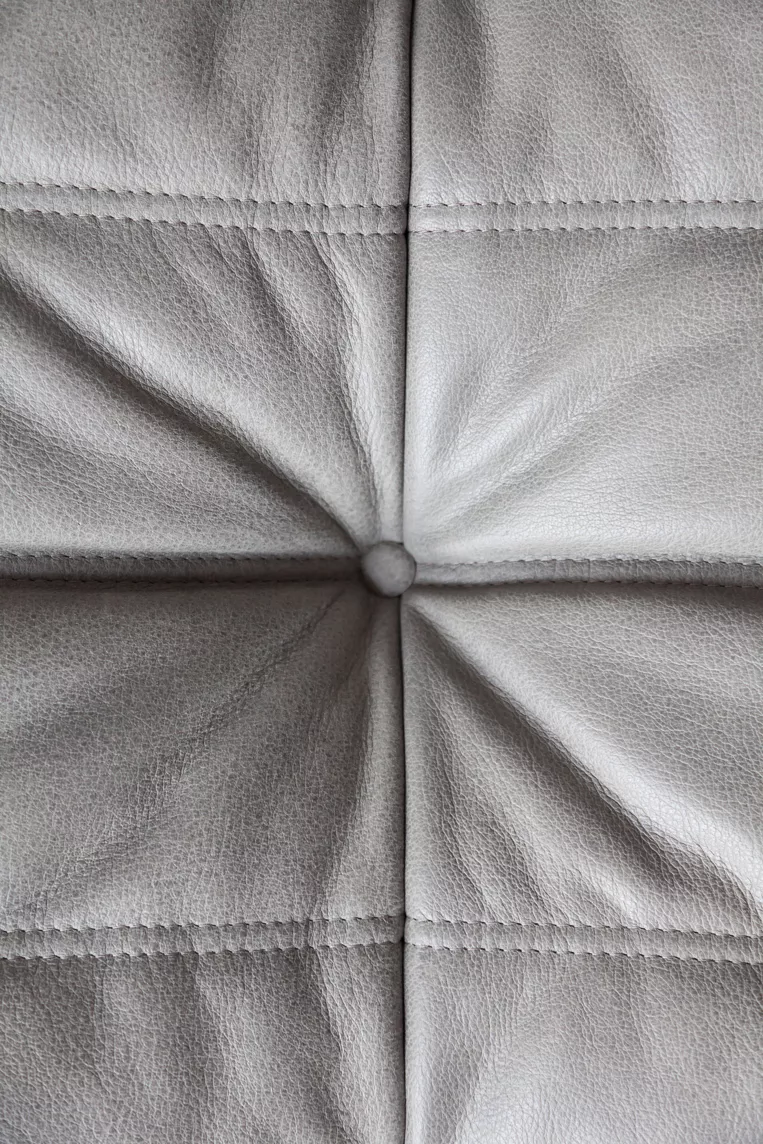 Togo Ottoman Madras Leather Ash Grey