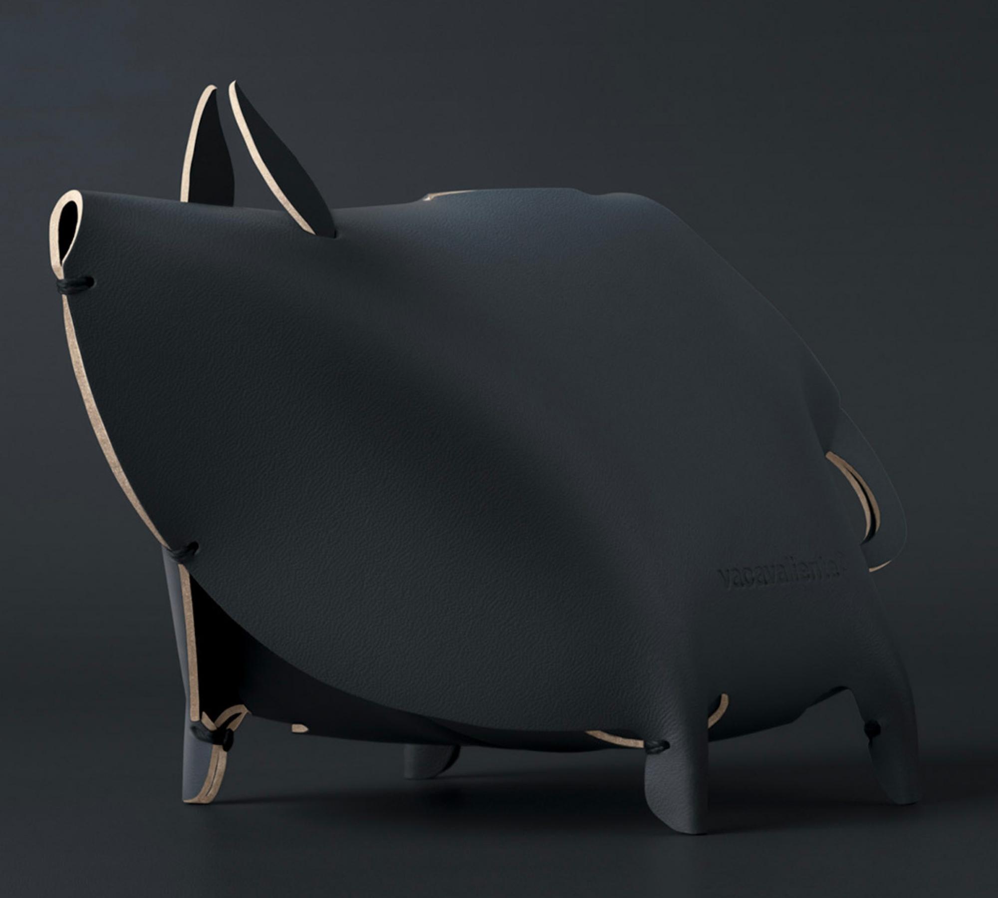 Piggy bank made of 100% recycled leather from Spain Orange