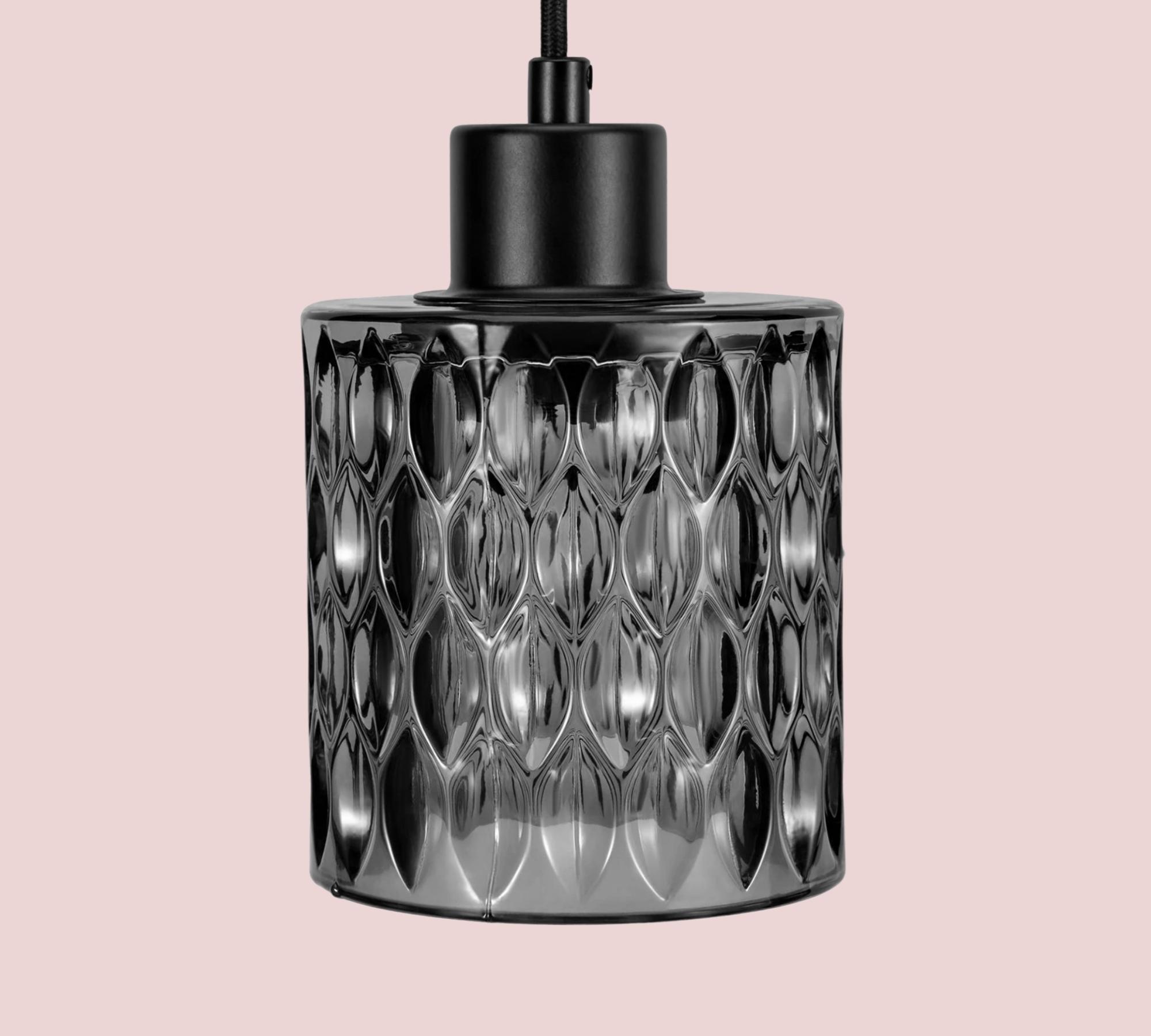 1-flammige Pendelleuchte Rauchglas Schwarz