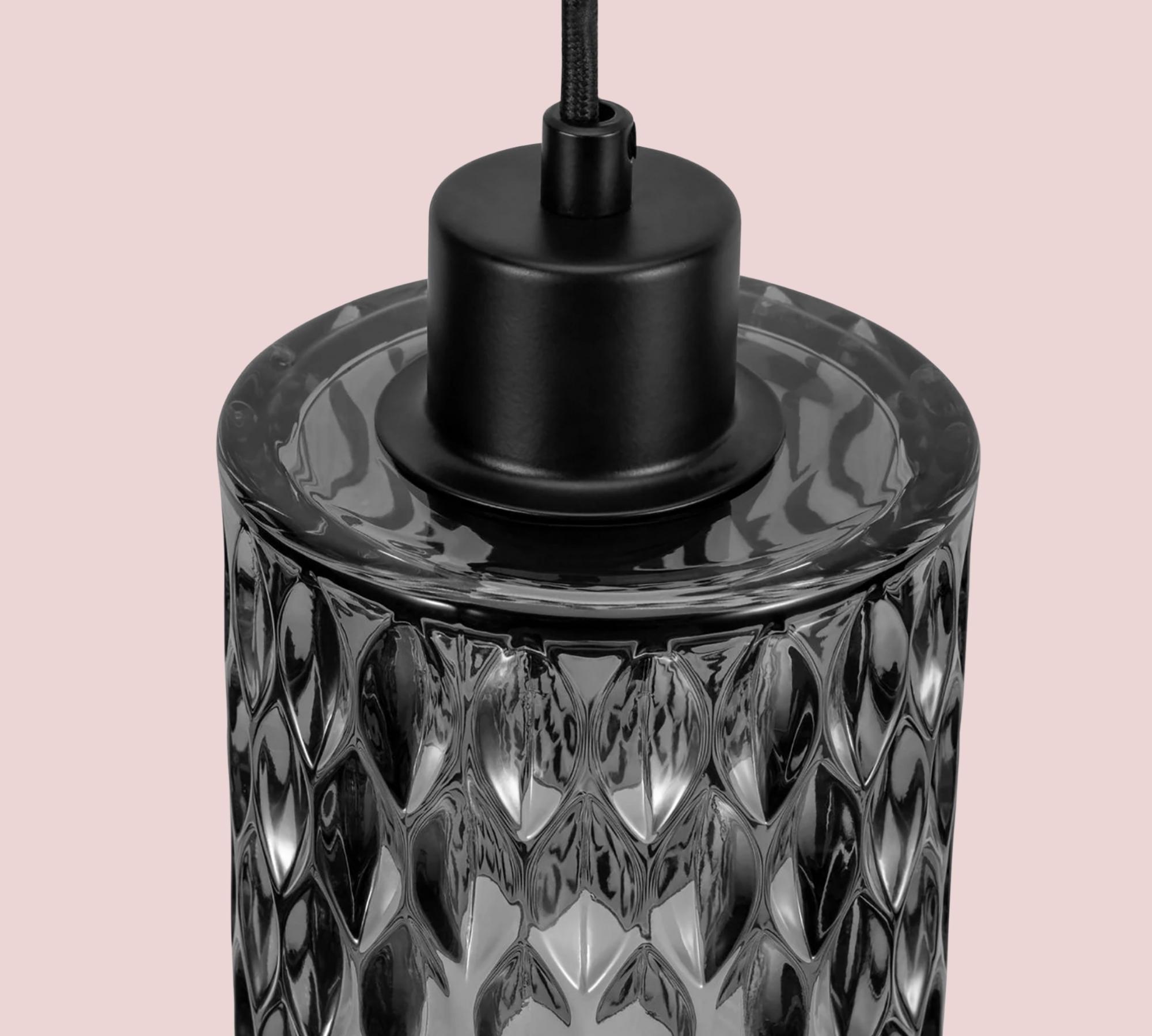 1-flammige Pendelleuchte Rauchglas Schwarz