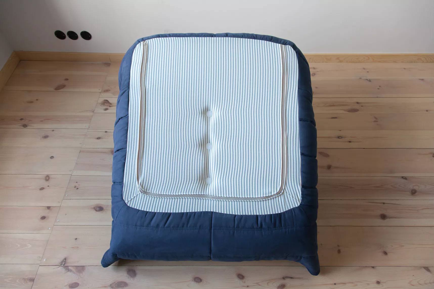 Togo Armchair and Ottoman Set Fabric Navy Blue