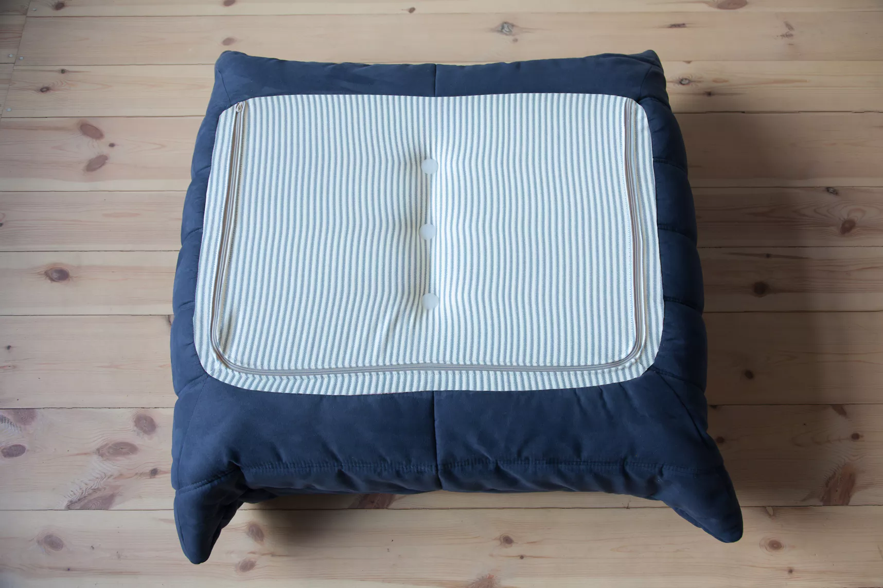 Togo Armchair and Ottoman Set Fabric Navy Blue