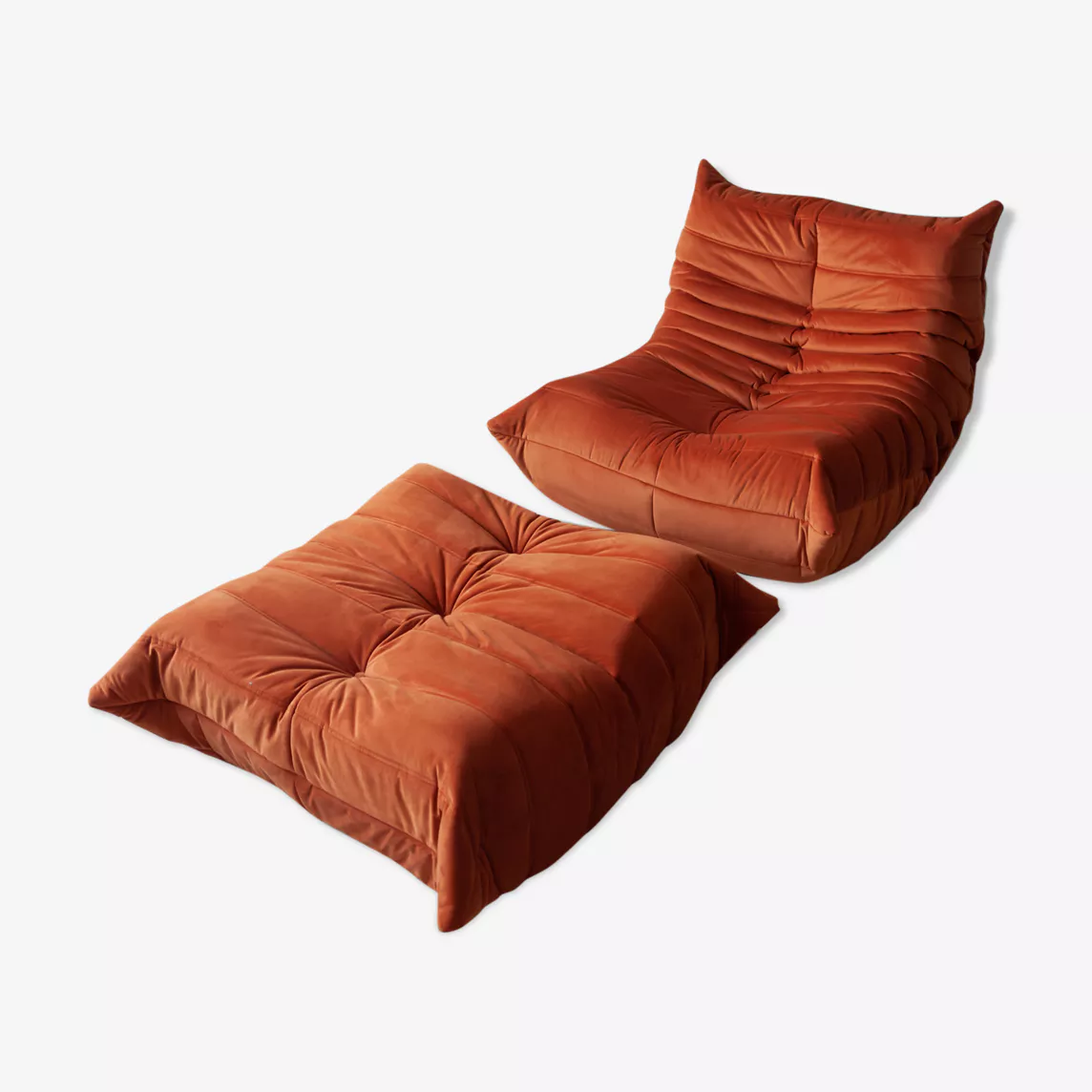 Togo Sessel und Ottoman Set Samt Orange