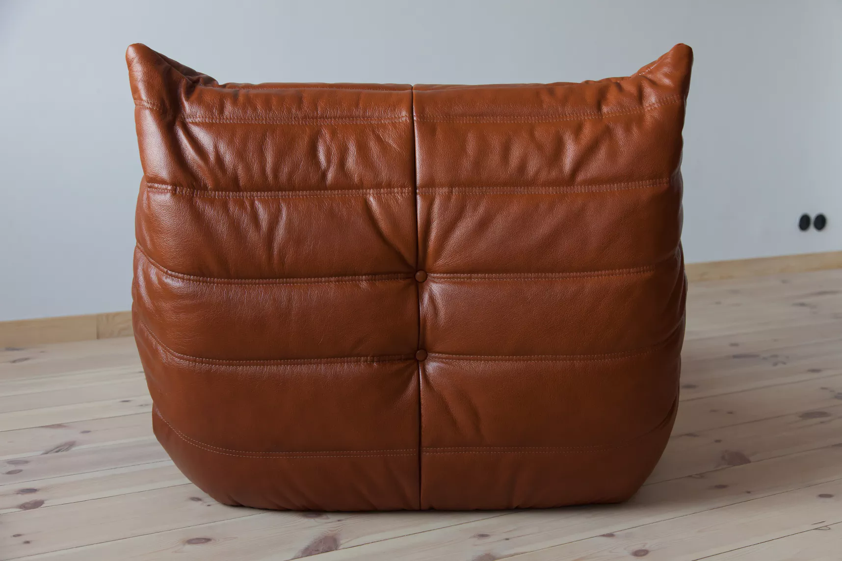 Togo armchair and ottoman set high-gloss leather whisky brown