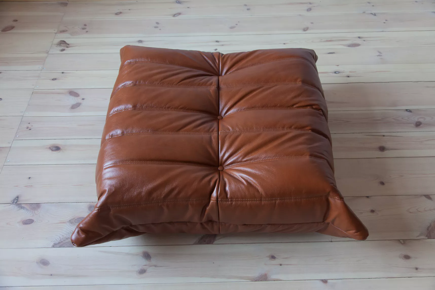 Togo Armchair and Ottoman Set Leather Brown