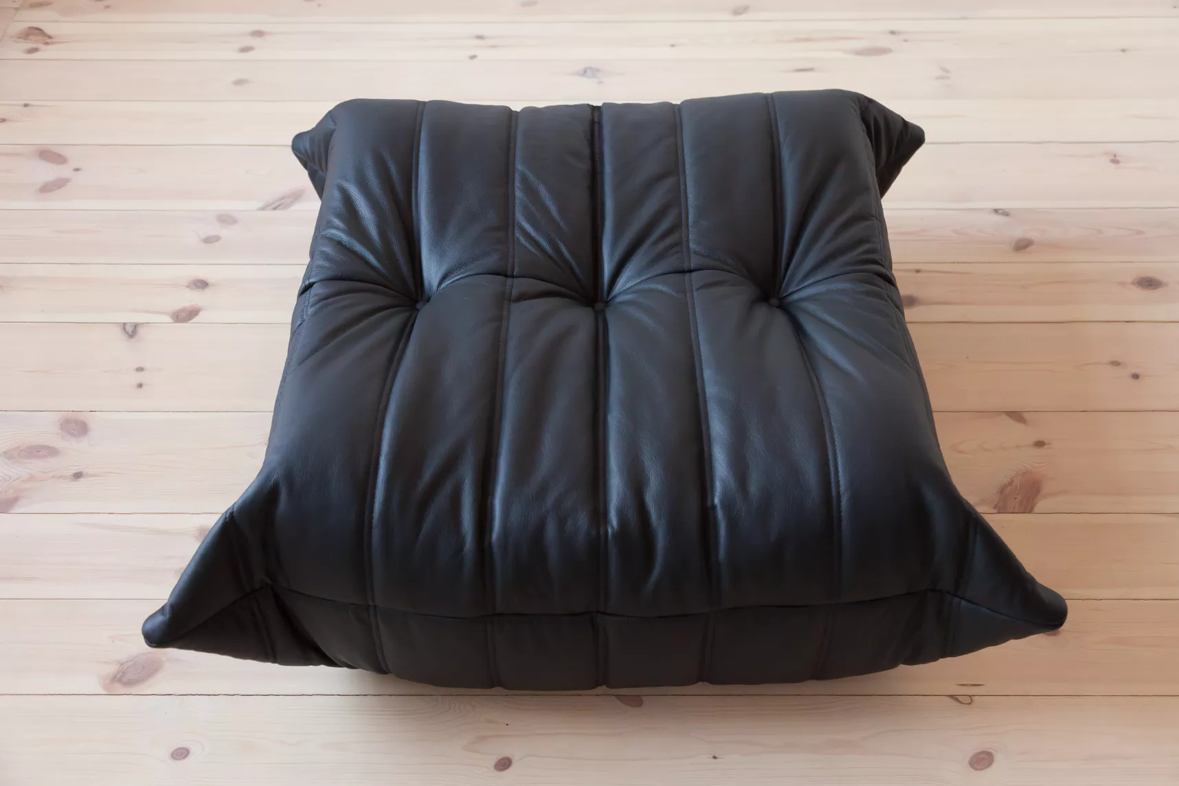 Togo Armchair and Ottoman Set Madras Leather Black