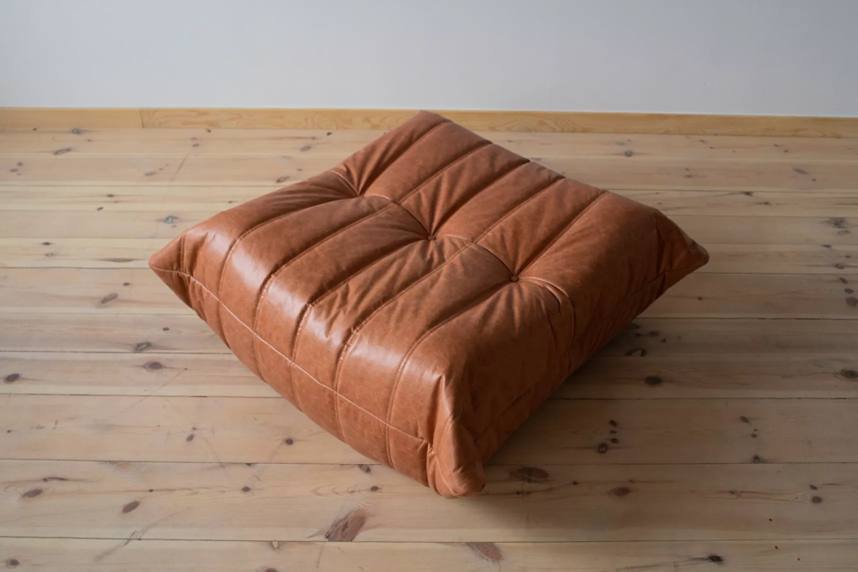 Togo armchair and ottoman set pull-up leather peach brown