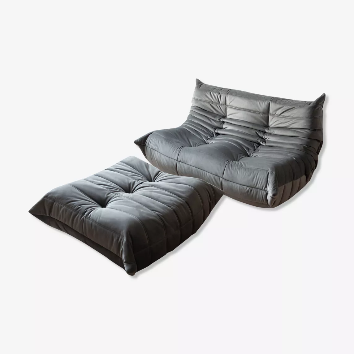 Togo Lounge Set 2-pc. Velvet Silver-Grey