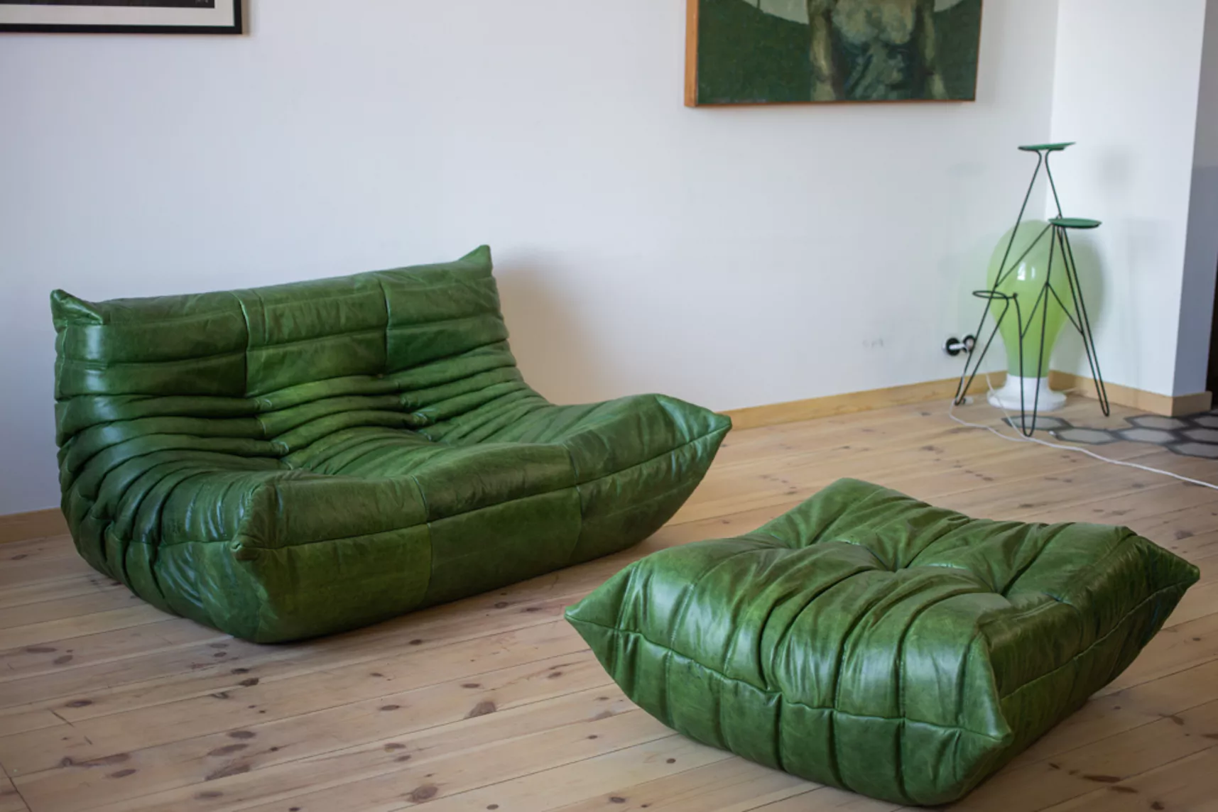 Togo Lounge Set 2-pc. Pull-Up Leather Green