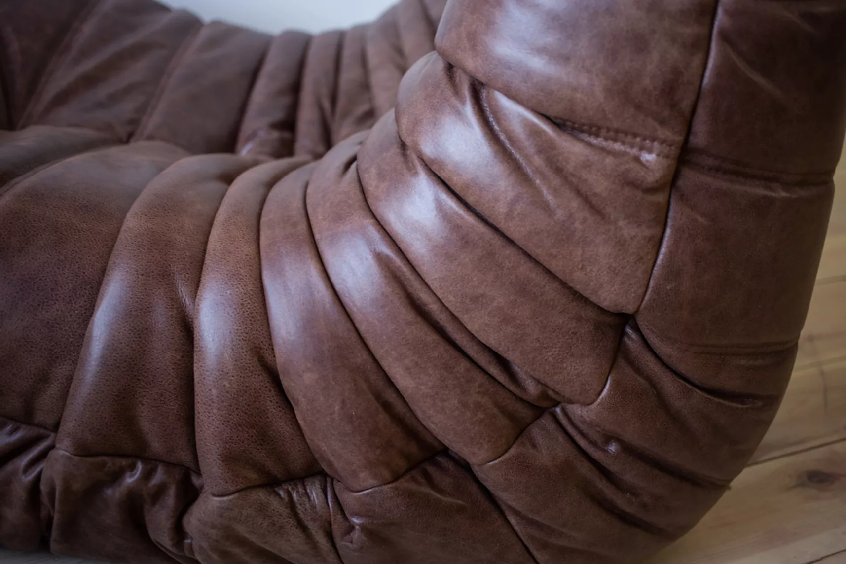 Togo Lounge Set 2-piece Pull-Up Leather Walnut Brown