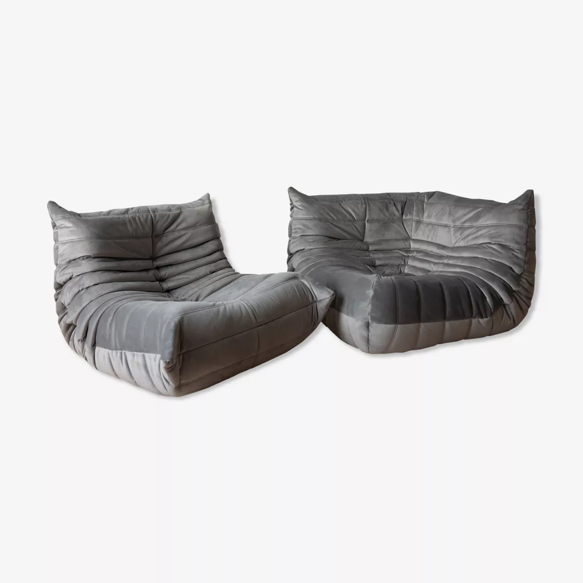Togo Lounge Set 2-pc. Velvet Silver Gray