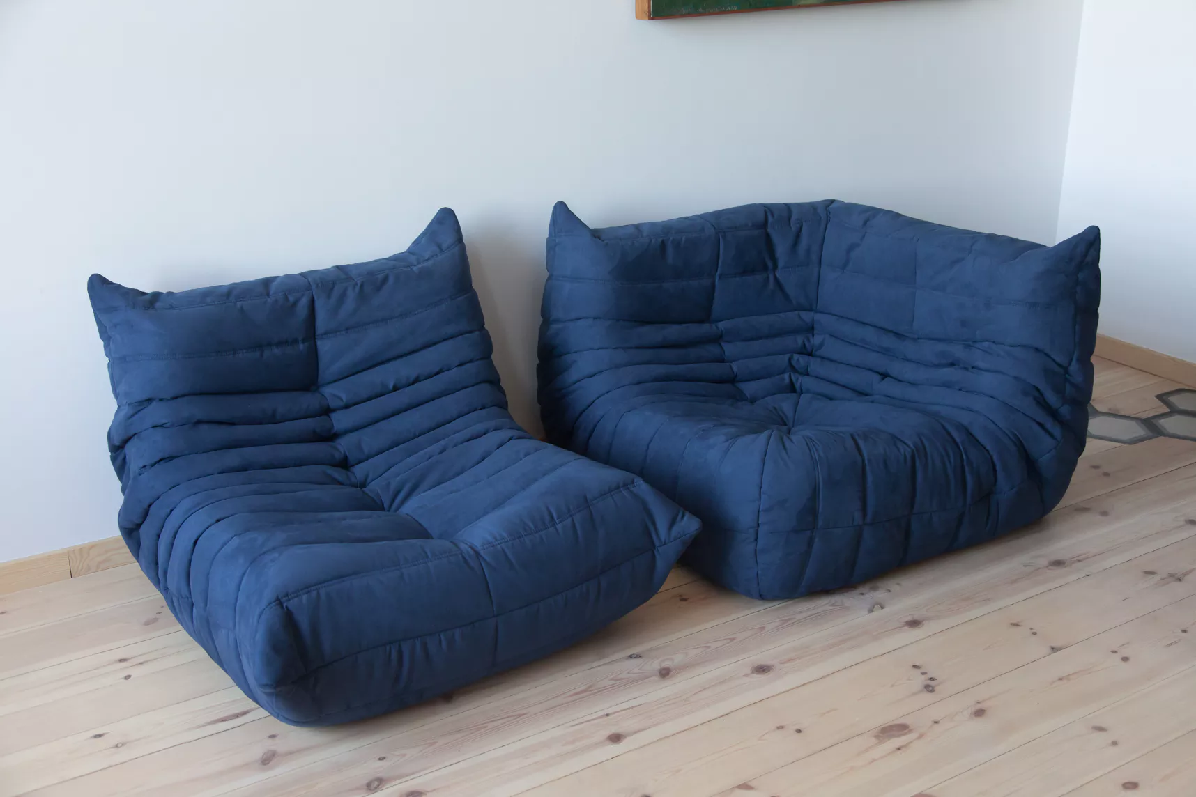Togo Lounge Set 2-pc. Textile Navy Blue