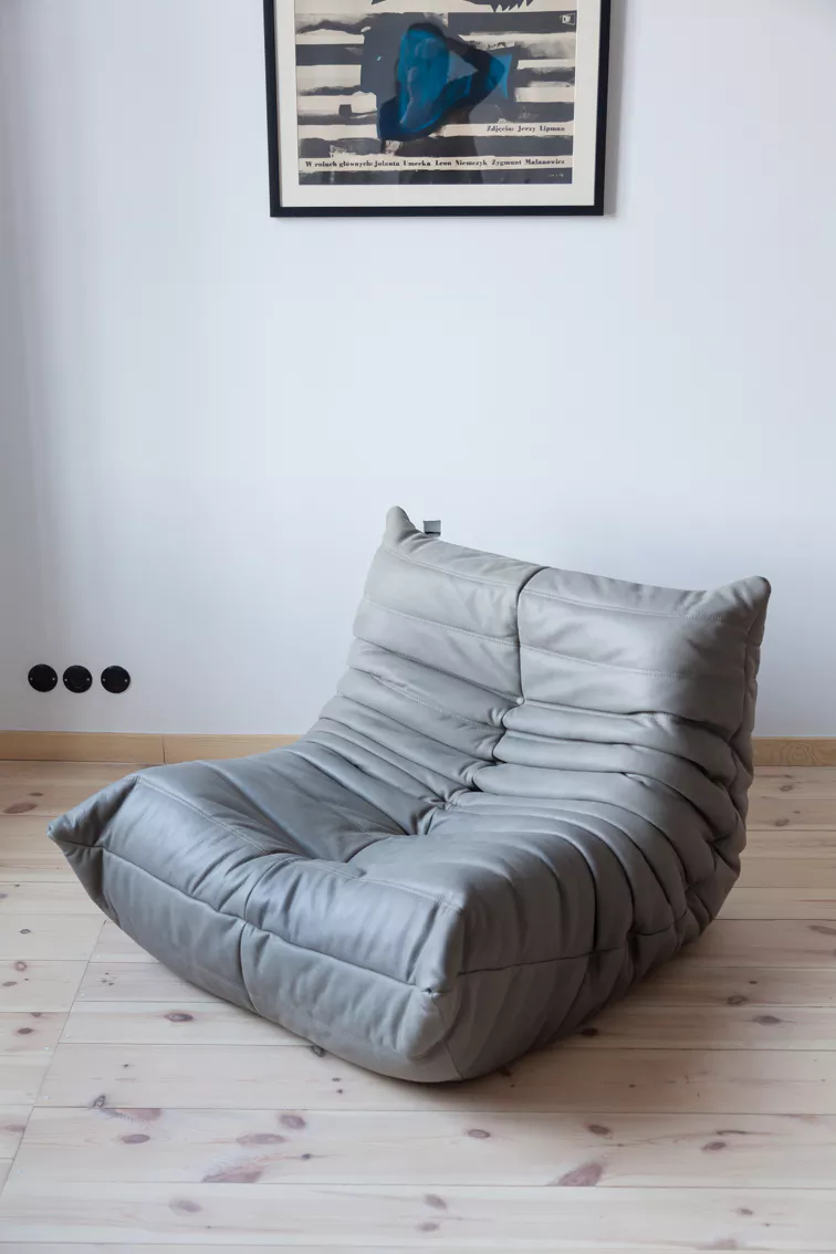 Togo Lounge Set 2-pc. Madras Leather Ash Grey