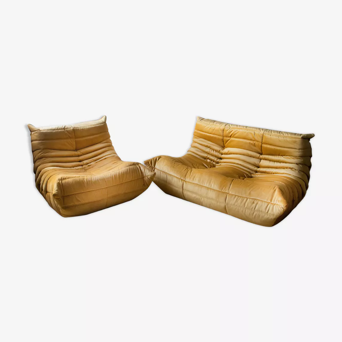 Togo Lounge Set 2-piece Velvet Golden Yellow