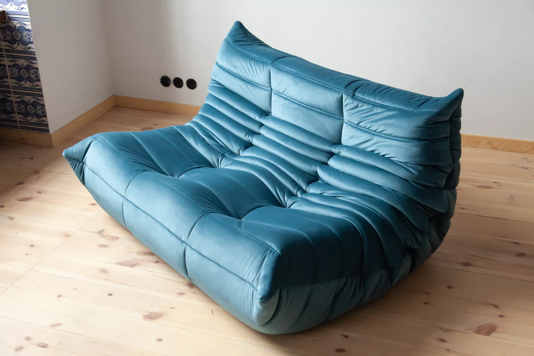 Togo Lounge Set 2-piece Velvet Ocean Blue