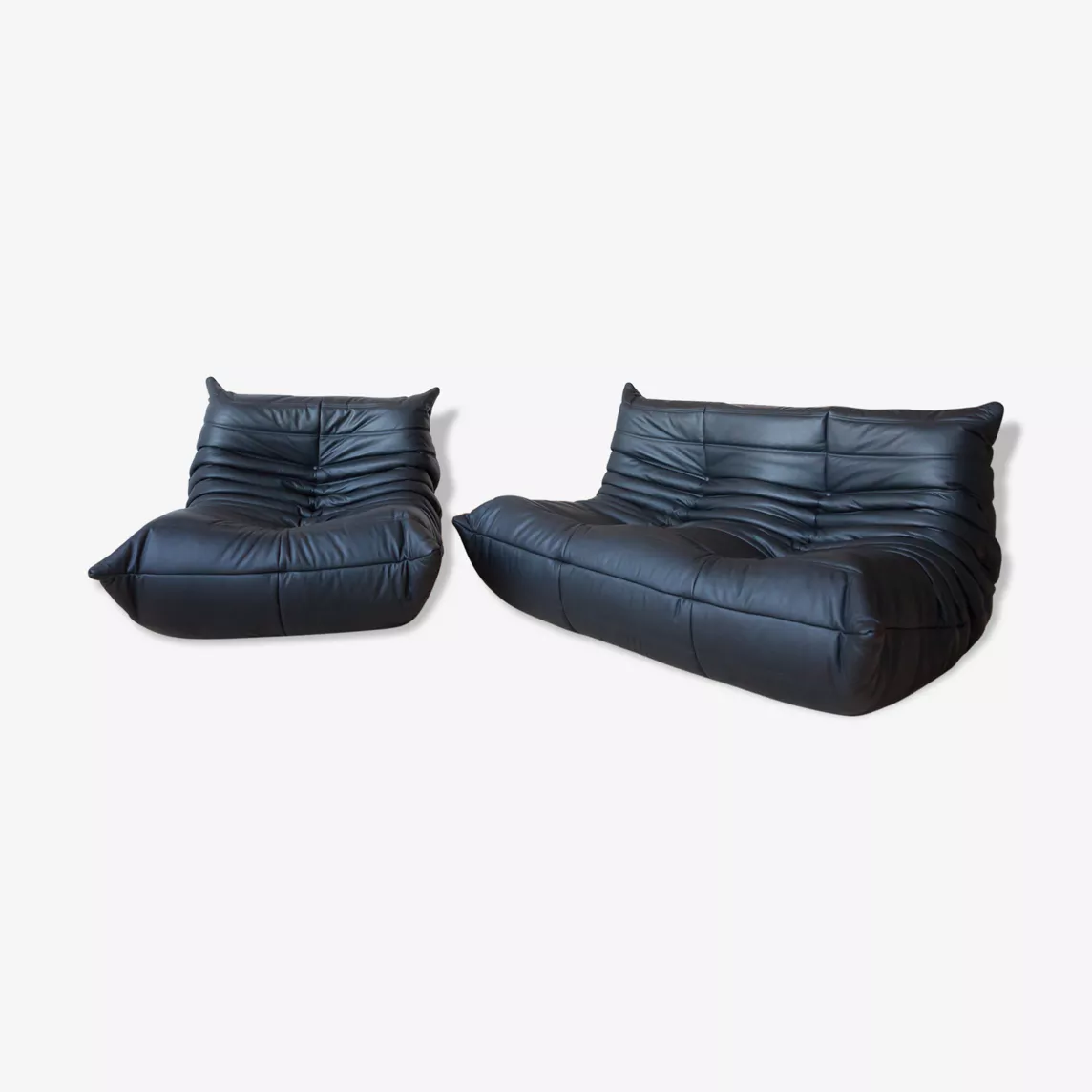 Togo Lounge Set 2-tlg. Leder Schwarz