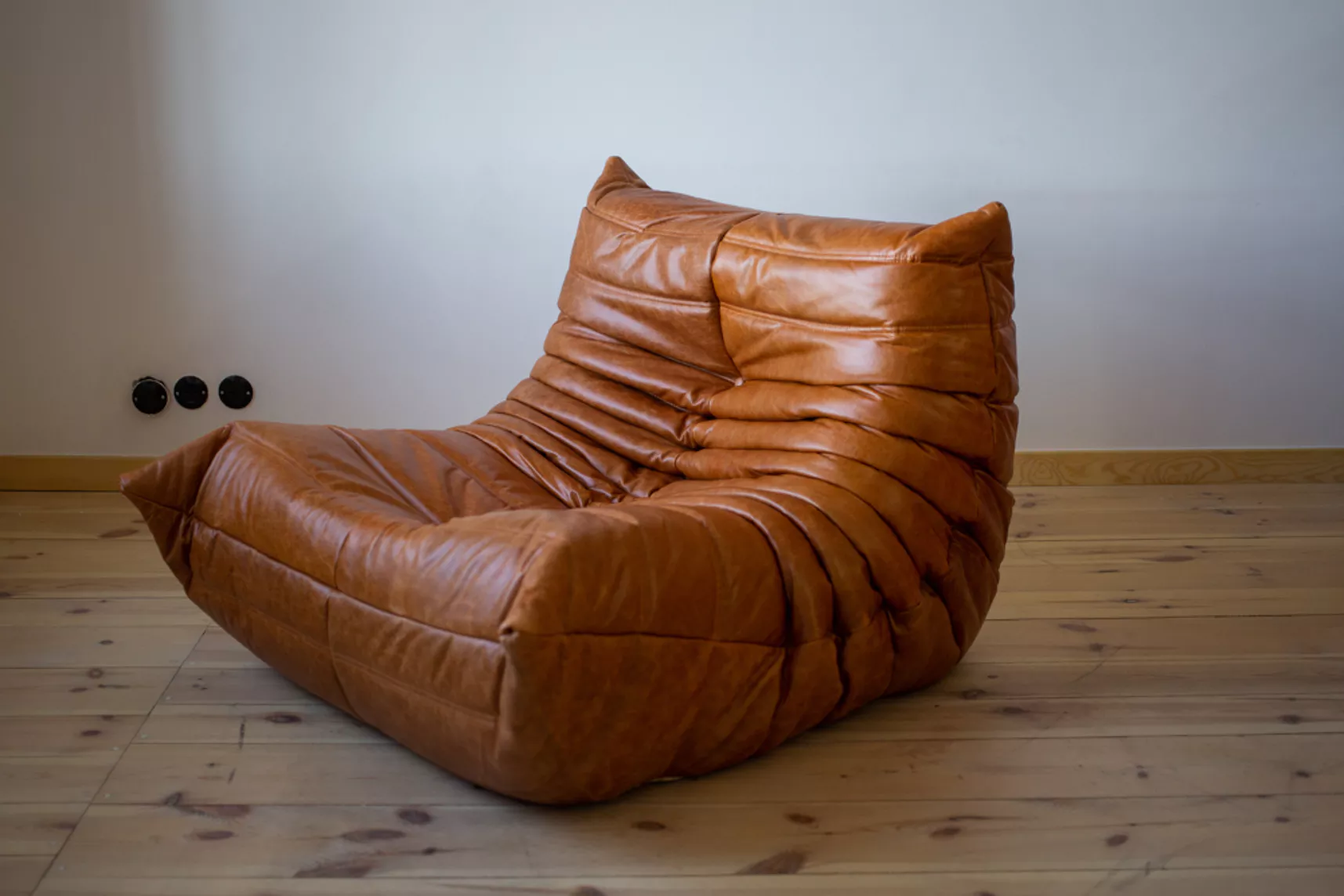 Togo Lounge Set 2-pc. Pull-Up Leather Pine Brown