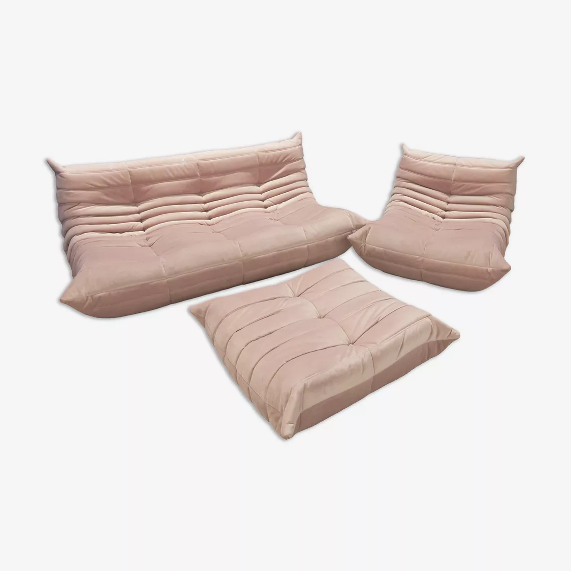 Togo Lounge Set 3-pc. Velvet Light Pink