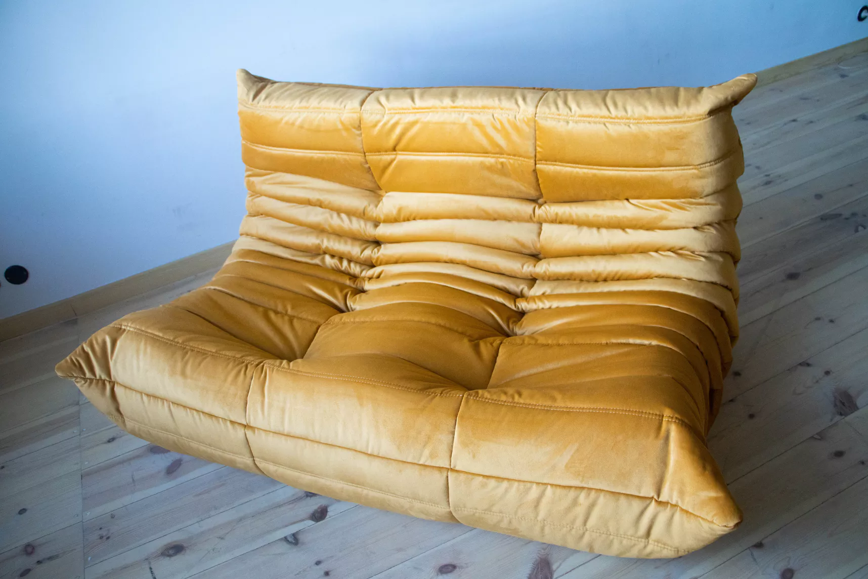 Togo Lounge Set 3-piece Velvet Gold Yellow