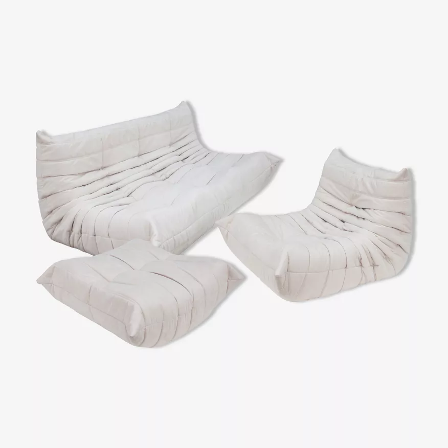 Togo Set Lounge 3 pezzi Tessuto Off-White