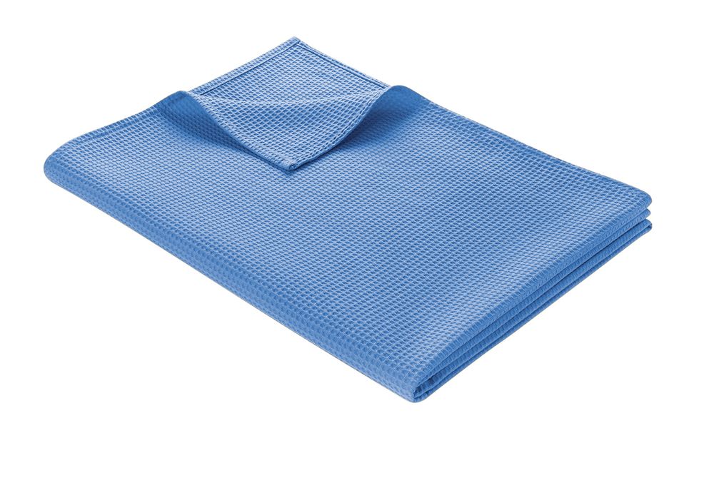 Leichte Decke aus Waffelpiqué 100% Baumwolle Blau Single