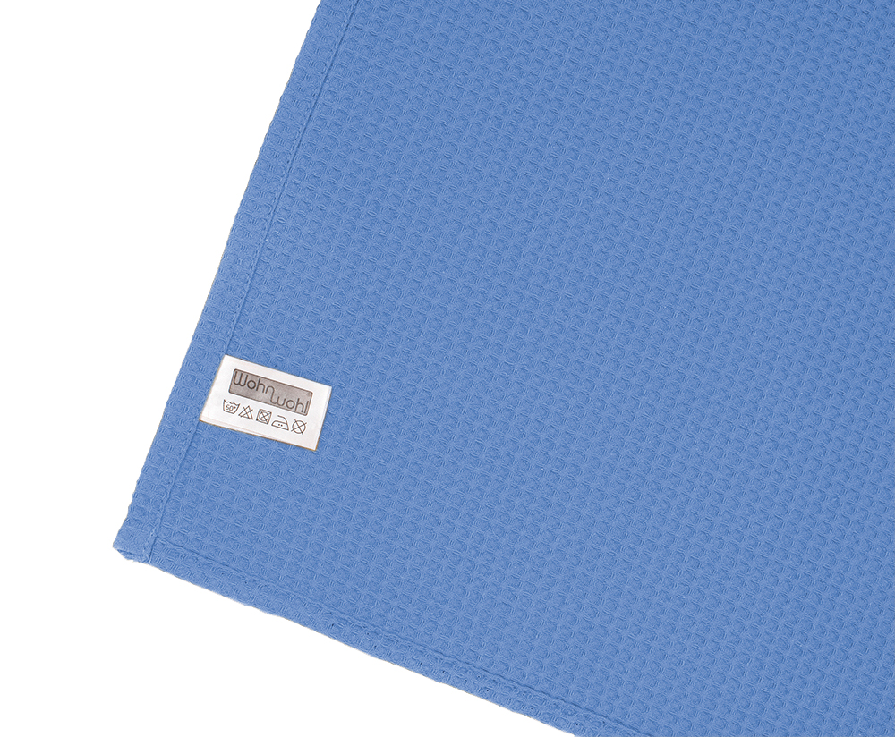 Leichte Decke aus Waffelpiqué 100% Baumwolle Blau Single