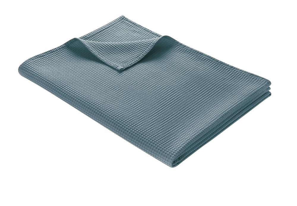 Leichte Decke aus Waffelpiqué 100% Baumwolle Blau Single