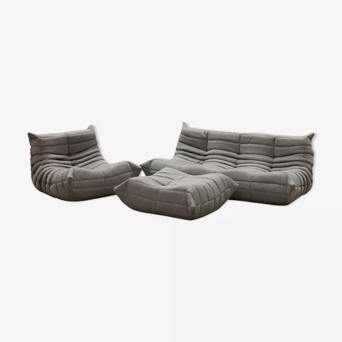 Togo Set Lounge 3 pezzi tessuto grigio caldo