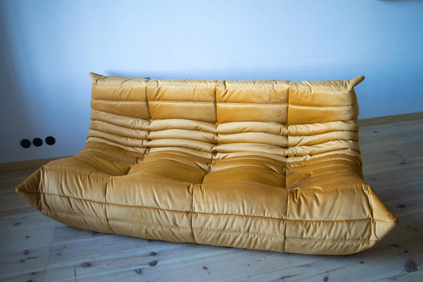 Togo Lounge Set 3-piece Velvet Golden Yellow