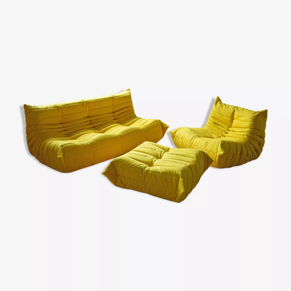 Togo Lounge Set 3-piece. Fabric Lemon Yellow