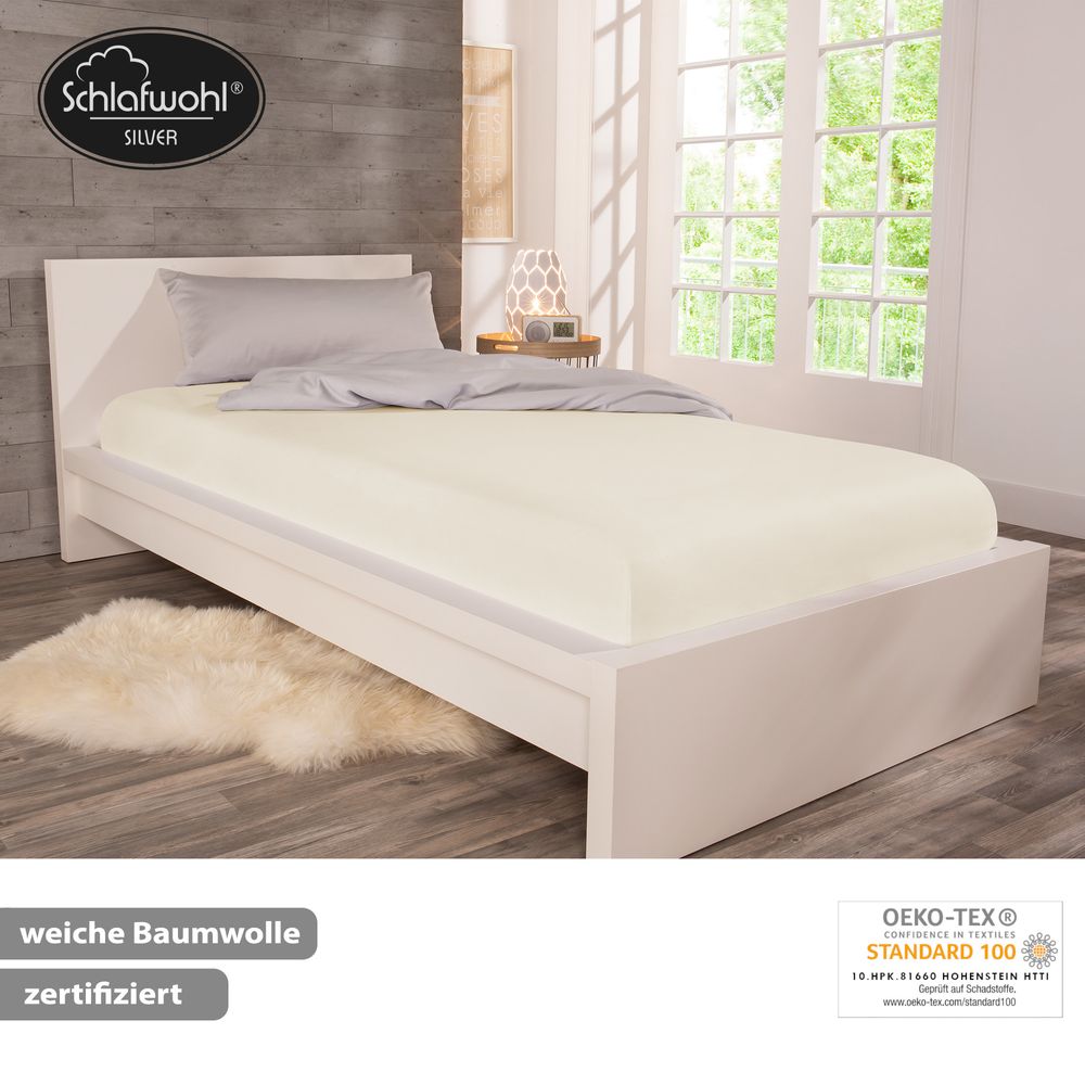 Spannleintuch für Boxspringbett aus Baumwolle Creme