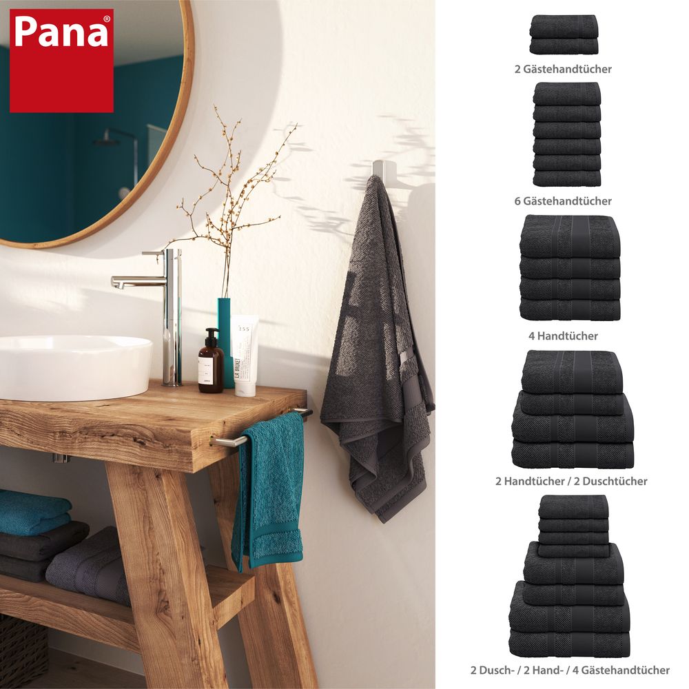 8-tlg. Handtuch-Set aus Baumwolle Grau Öko-Tex Standard 100