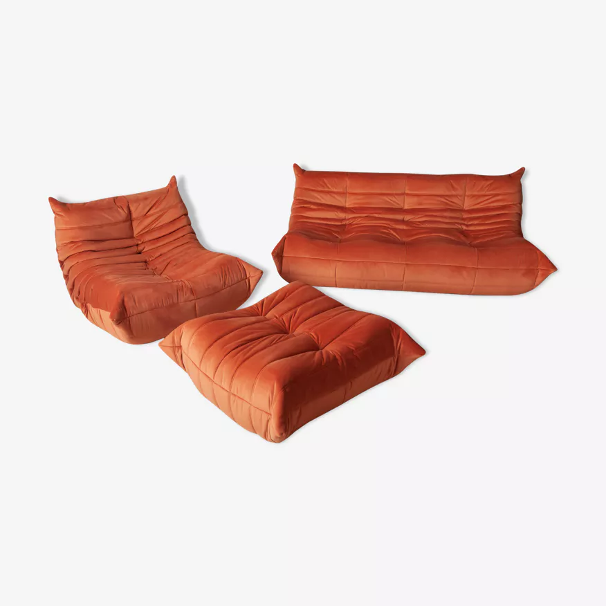 Togo Lounge Set 3-tlg. Samt Orange