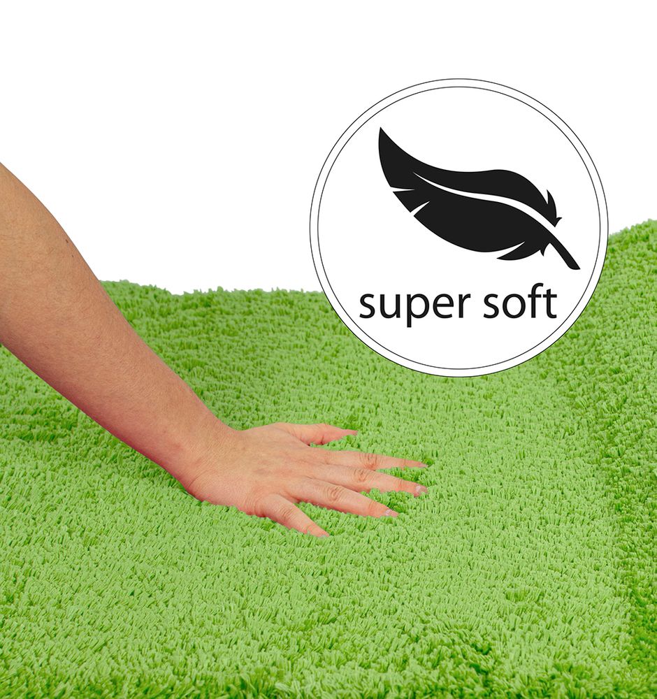 Flauschige Hochflor Badematte Grün