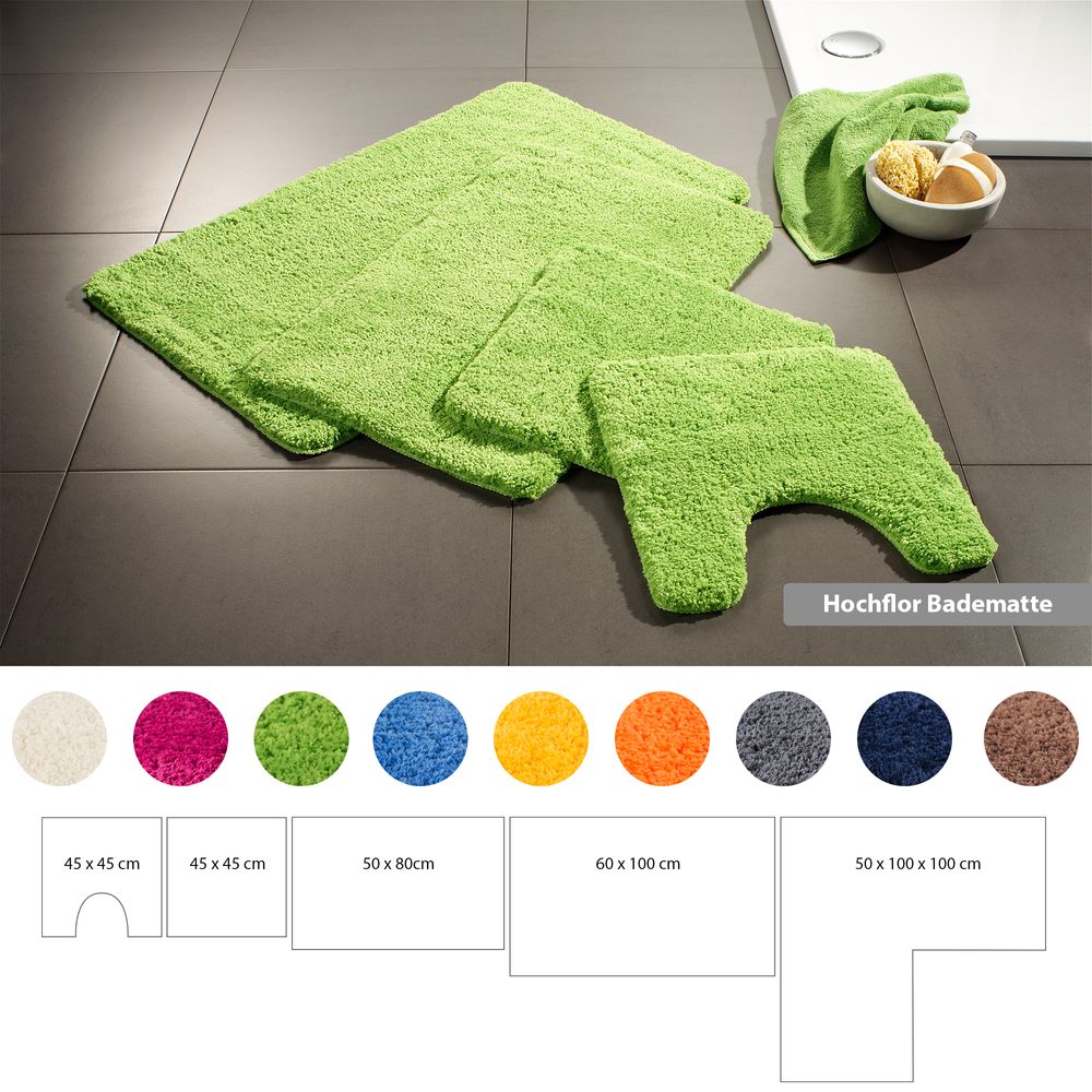 Flauschige Hochflor Badematte Grün