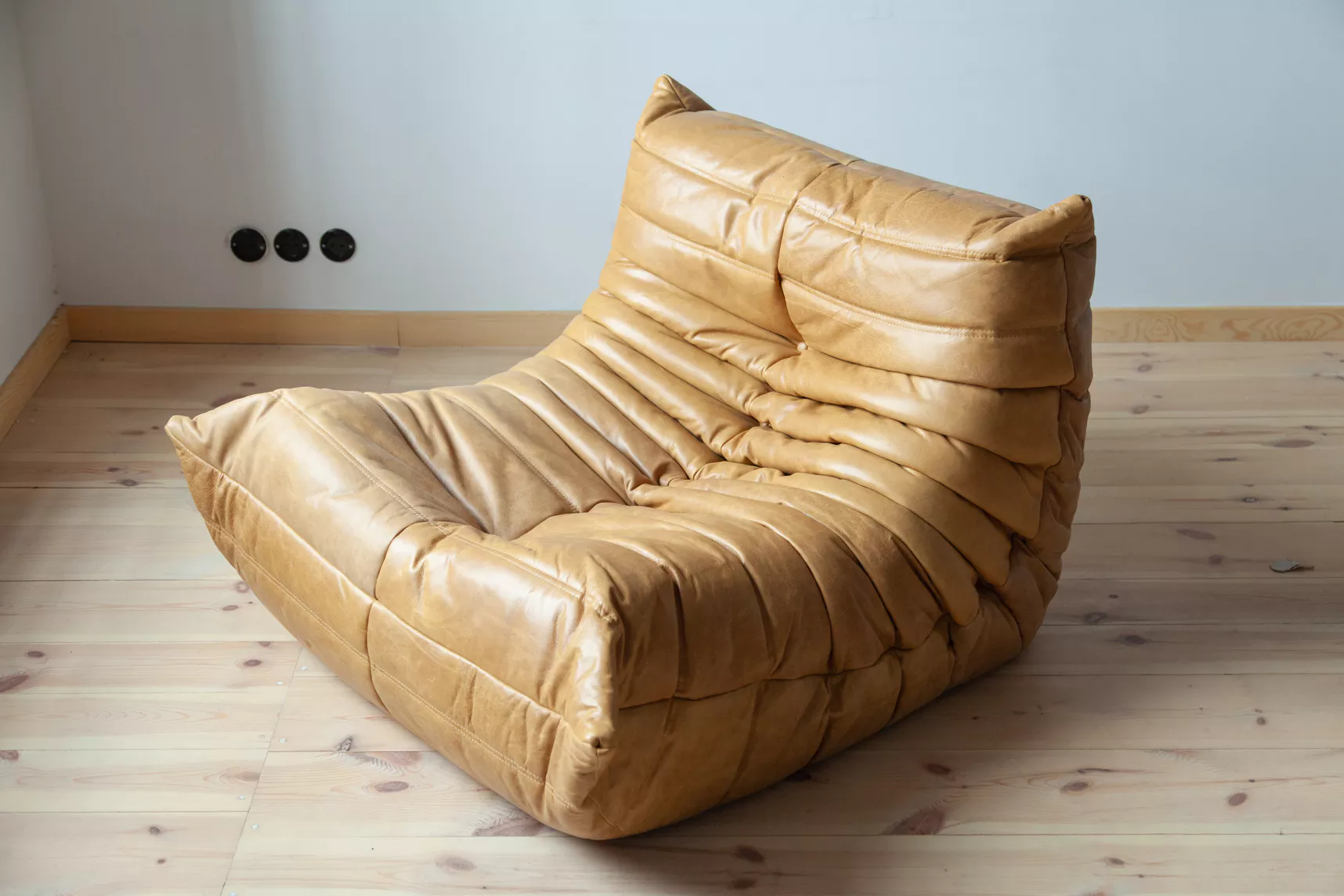 Togo Lounge Set 3-pc. Pull-Up Leather Camel Brown