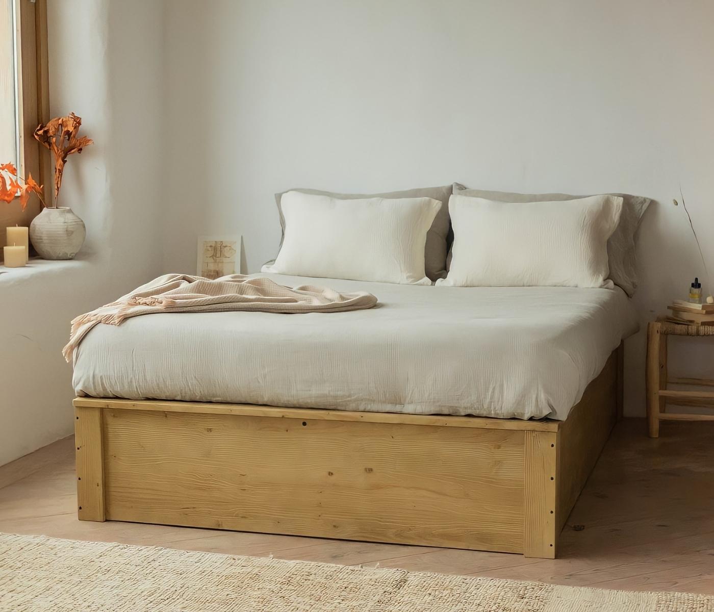 Bett mit Stauraum Olivholzoptik