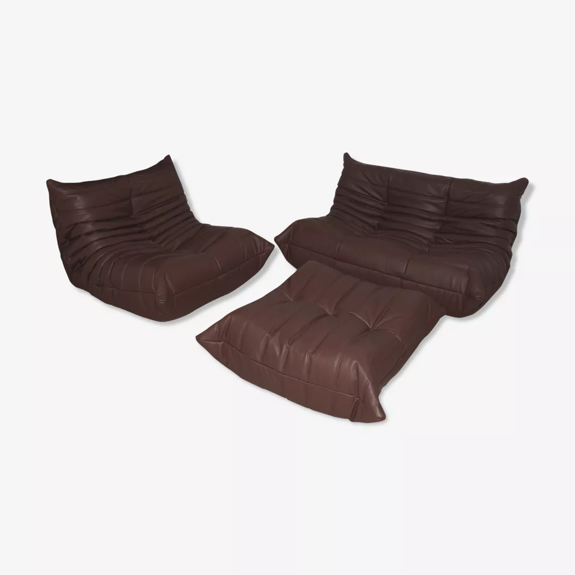 Togo Lounge Set 3-pc. Madras Leather Brown