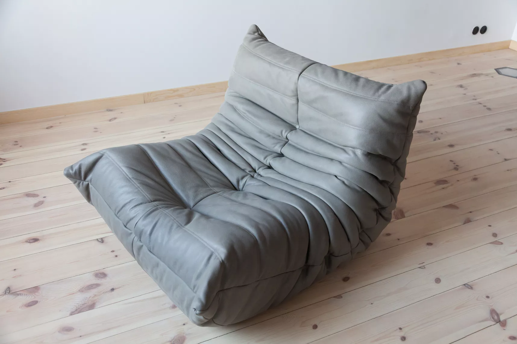 Togo Lounge Set 3-tlg. Madras-Leder Aschgrau