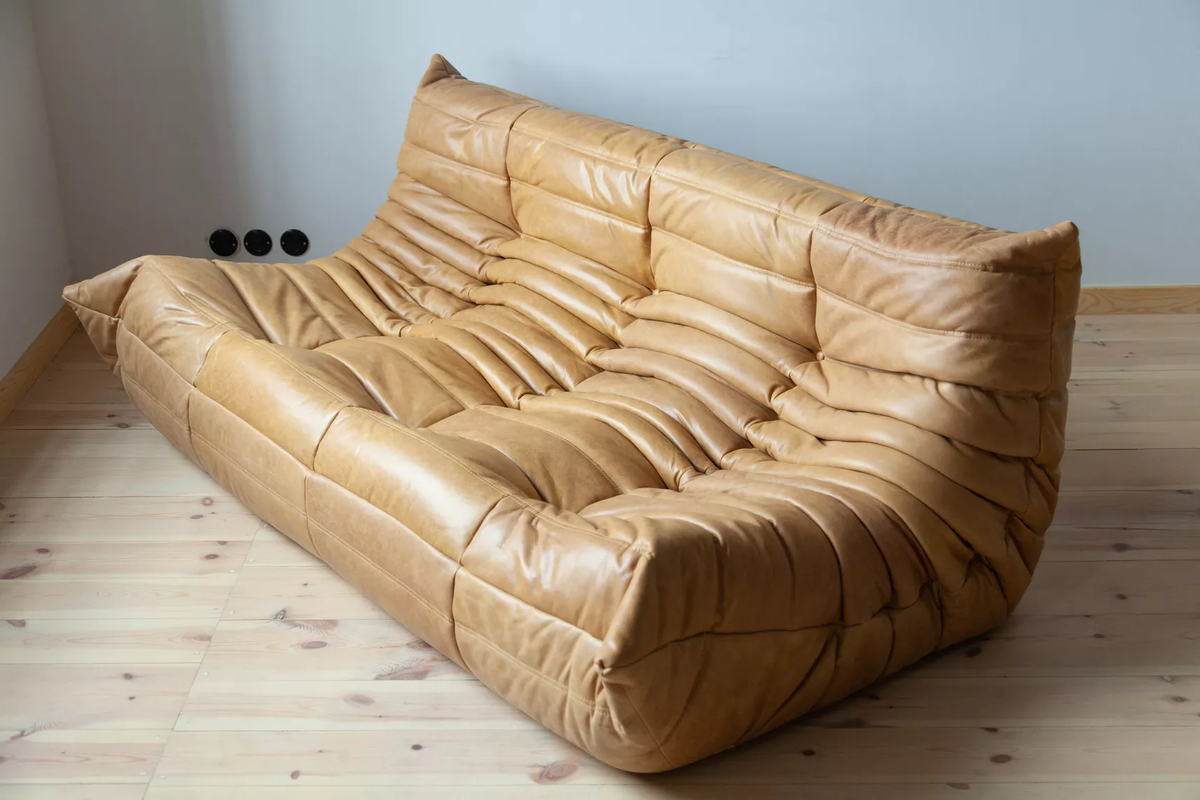 Togo Lounge Set 2-pc. Pull-Up Leather Camel Brown