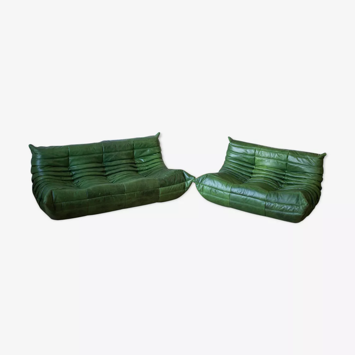 Togo Lounge Set 2 pezzi pelle pull-up verde