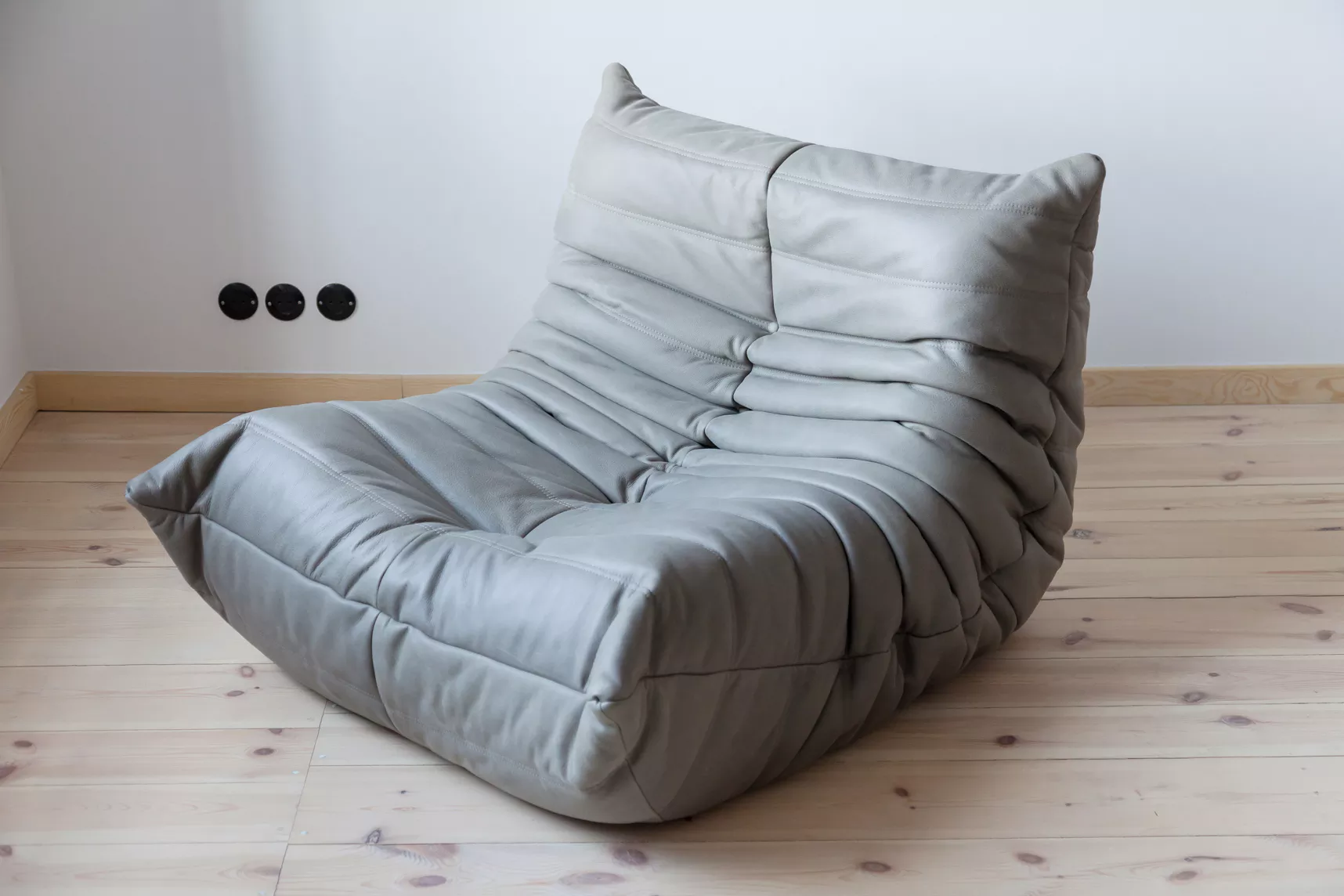 Togo Lounge Set 3-pc. Madras Leather Ash Grey