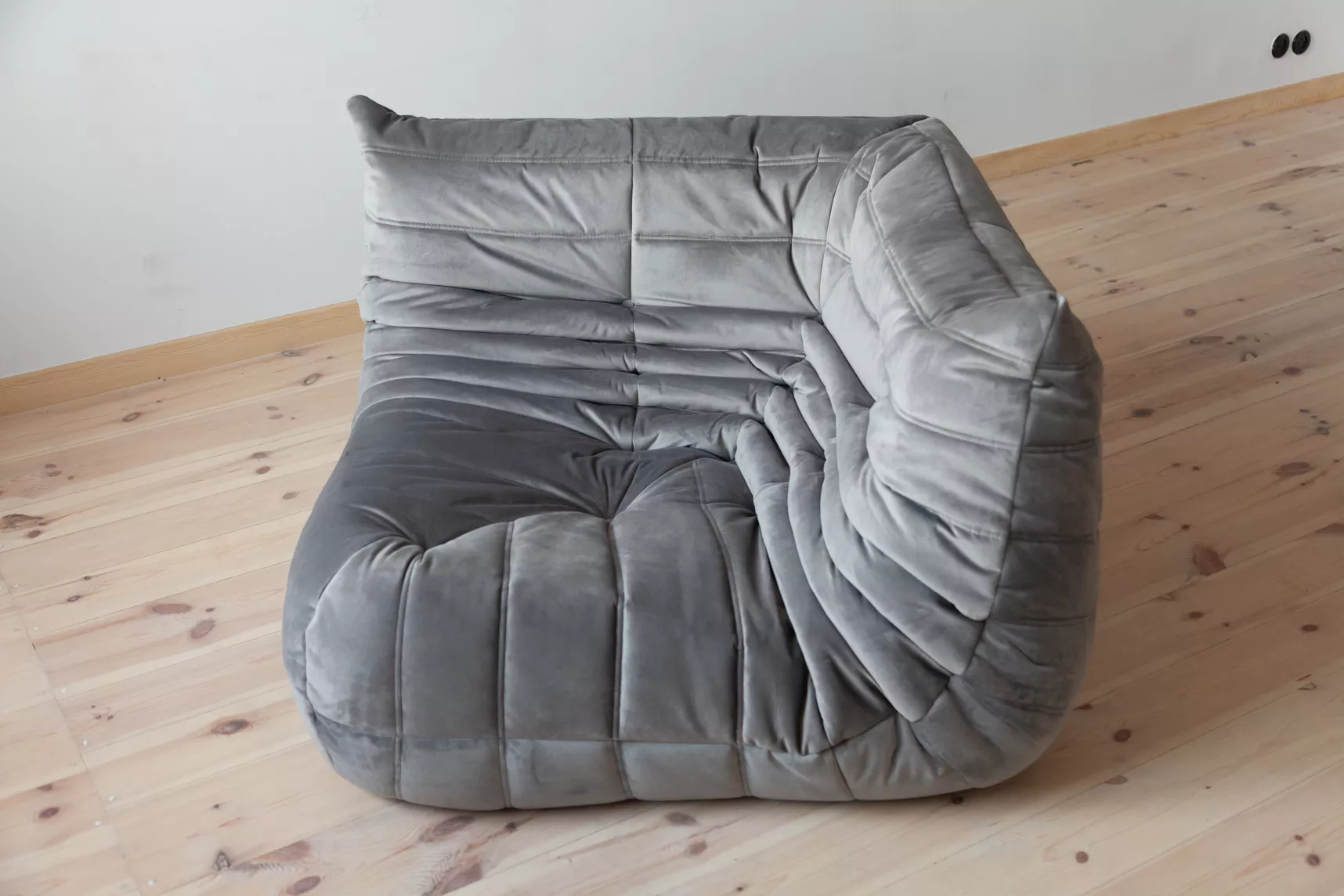 Togo corner sofa velvet silver-grey